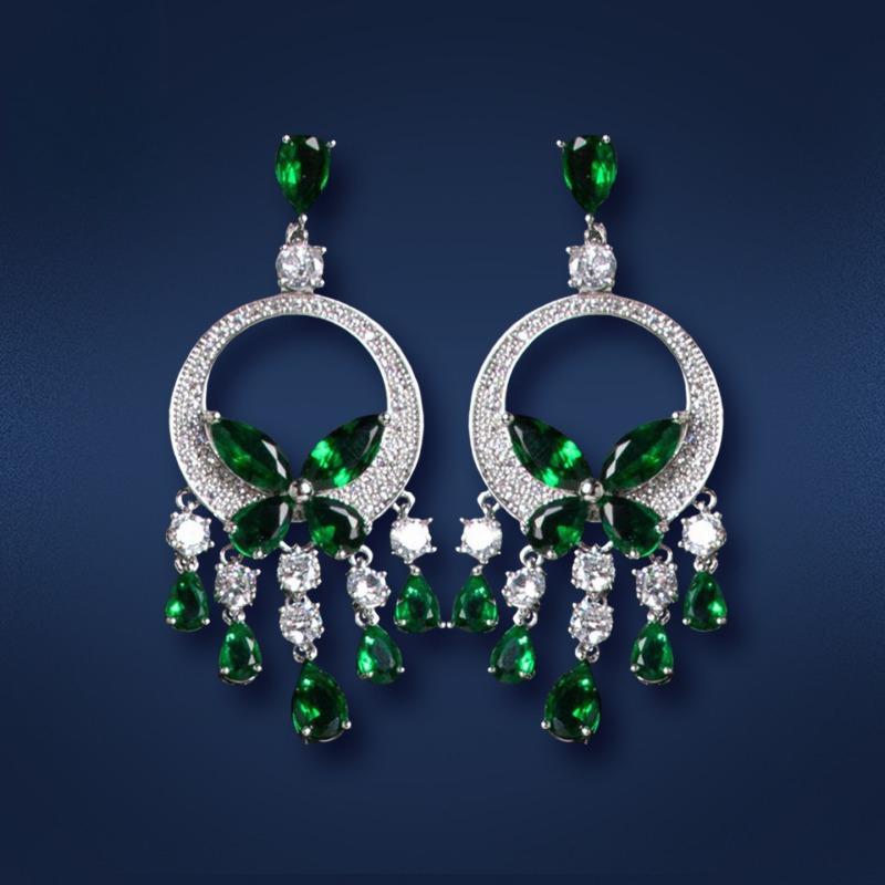 Inlaid Rhinestone Zircon Round Butterfly Zircon Sets for Women 2025 Fashion Light Luxury High-end Wedding Earring Necklace Set