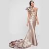 Spring and suer new women's clothing temperament sexy dress banquet backless printing embroidered dress