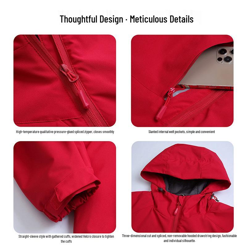 New Mountain Waterproof Autumn/Winter Windproof Jacket – Custom Print, Integrated Velvet Lining, Warm Workwear.