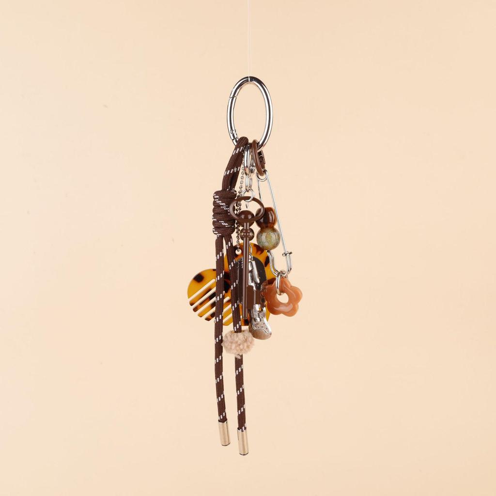 Vintage Miu Styl Přírodní Dřevěný Korálek Pletený Klíčenka Taška Přívěsek & Auto Přívěsek