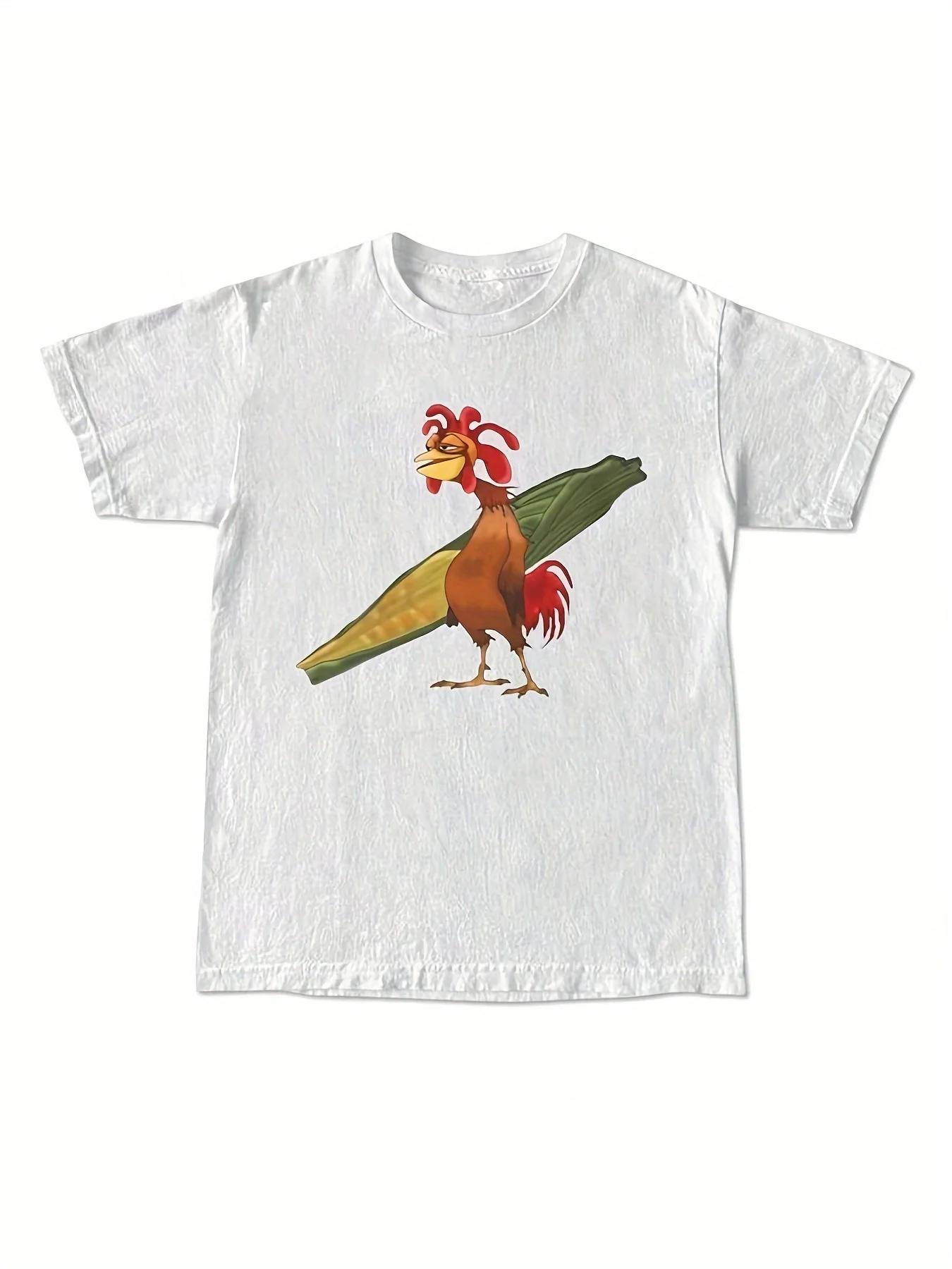 

Humorous Rooster Pattern T-shirt - Men s Printed T-shirt, Perfect for Beach Vacations and Casual Daily Wear - Men s Summer Co... 5XL різнокольоровий