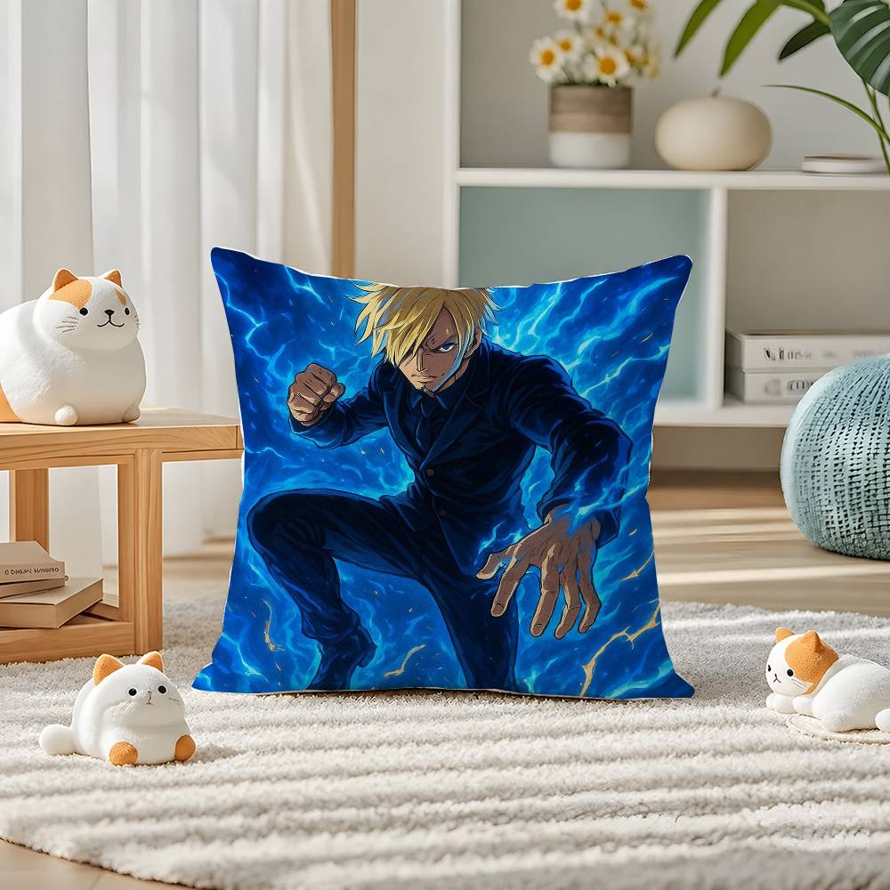 One Piece Portgas D Ace Anime Plush Pillow Cover Soft Short Plush Cushion Cover For Sofa Bedroom Home Decor Gift Decoration