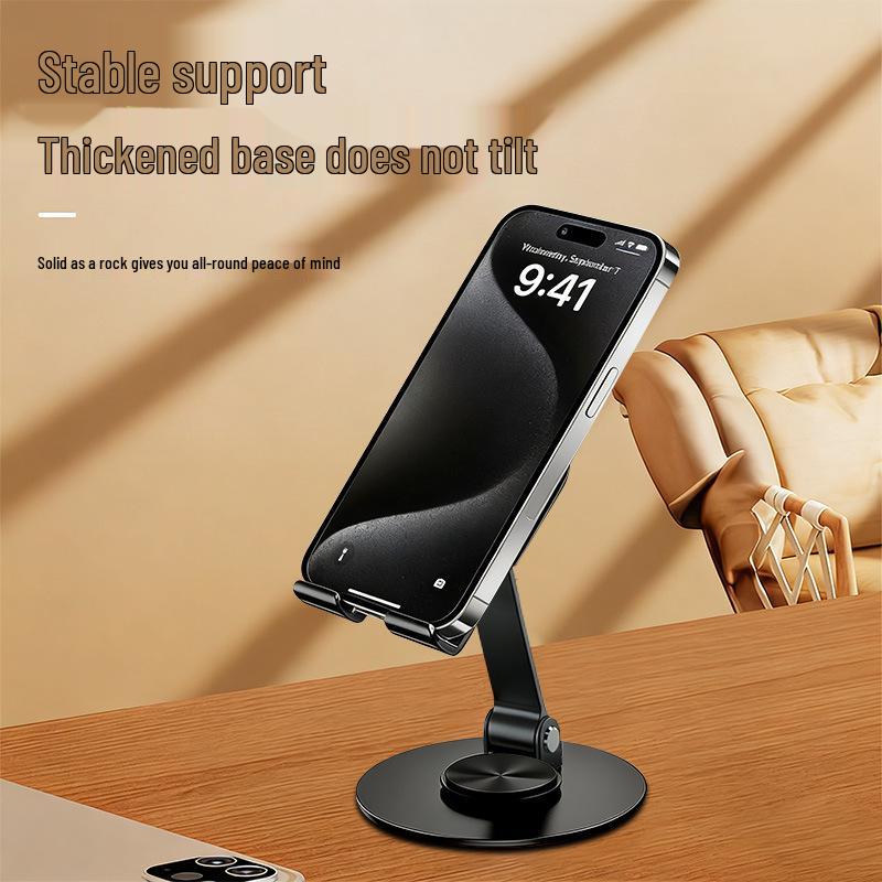 Desktop 360° Rotating All-Metal Foldable Phone & Tablet Holder for Creative Live Broadcasts