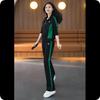 Casual Sports Suit Women's Spring and Autumn Fashion Western Style Slimming Stand-up Collar Sweater Wide-leg Pants Two-piece Suit