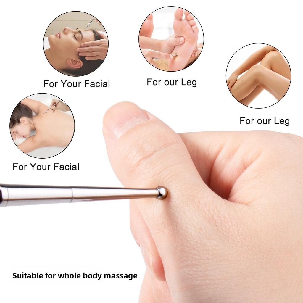 Double-headed Portable Stainless Steel Acupoint Massage Pen Ear Acupoint Massage Body Acupoint Pen Tool Earlobe Massage Stick