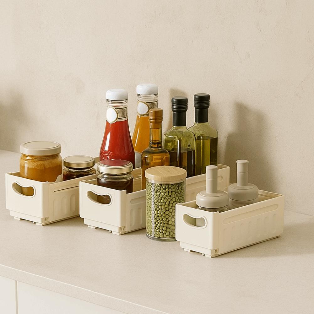 Plastic Expandable Storage Box Stackable Large Capacity Drawer Storage Box Adjustable Space Saving Cabinet Storage Bins Desktop