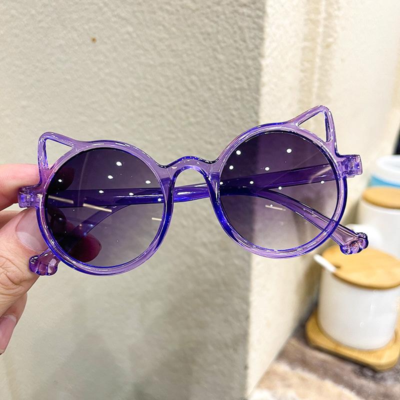 Children's sunglasses Cat's ears round colored glasses sunshade shopping modeling glasses