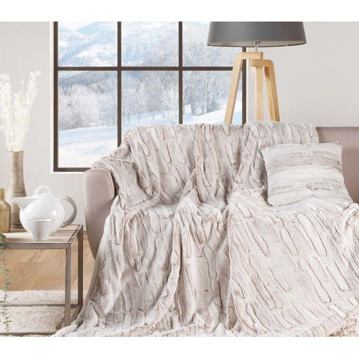 Plaid a poils doux et sherpa 125 x 150 cm Lynx