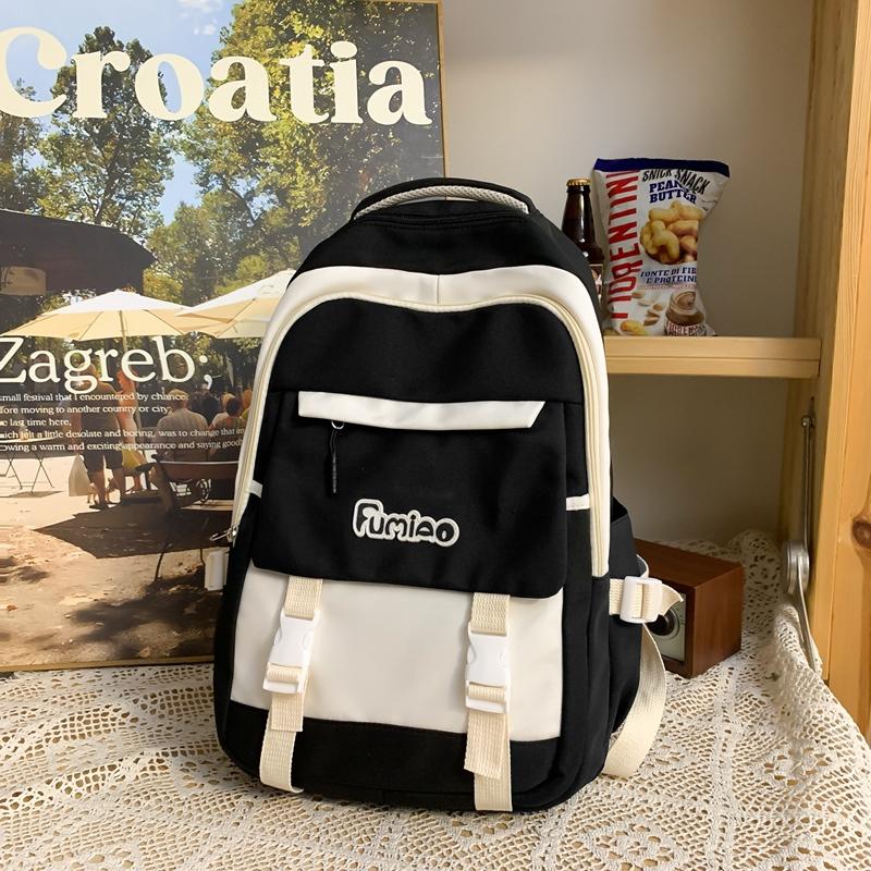 Schoolbag Junior High School Women's Large Capacity Backpack Color Contrast Backpack For High School Students