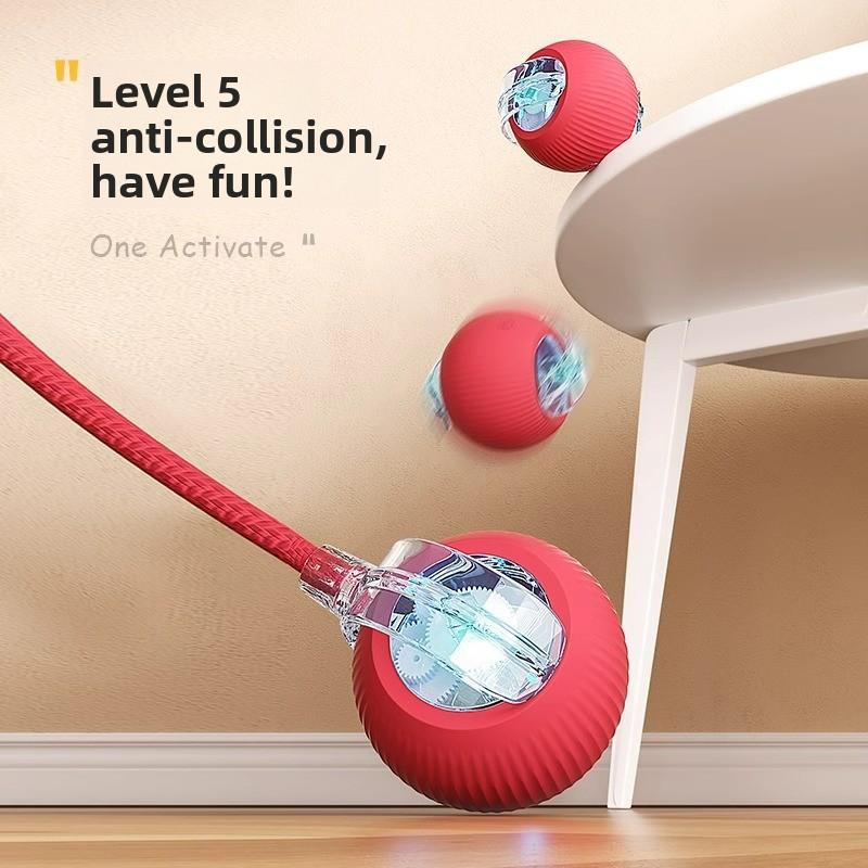 Pet Self-entertainment and Boredom Electric Cat Toy Ball, Automatic Obstacle Avoidance Silicone Toy Ball, Luminous Yo-yo, Cat Toy