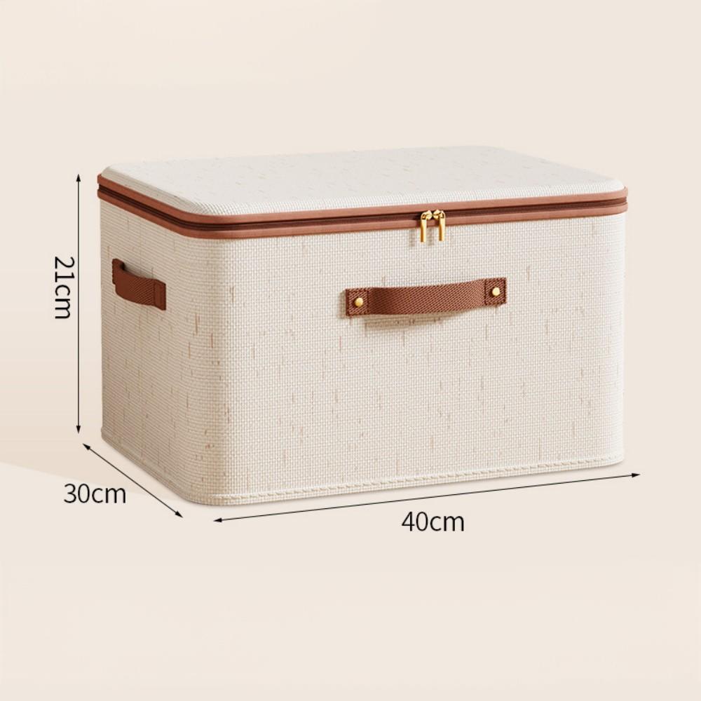 

With Rivets Storage Box Linen Large Capacity with Lid Zipper Home Handheld Clothes Trousers Dormitory Wardrobe Organiser Bin