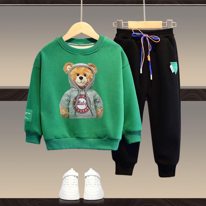 Herbst Frühling Jungen und Mädchen Kleidung Set Kinder Sport Cartoon Bär Sweatshirt Top und Hosen Buttom Zwei Stück Anzug Trainingsanzug