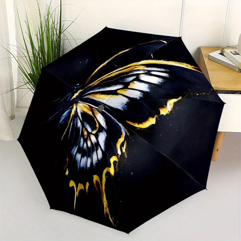 1pc Butterfly Wings Automatic Open/close Folding Compact Umbrella, 8-Rib Sturdy Canopy, Lightweight Portable, Everyday Use, Gift,135