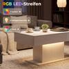 LED Coffee Table with Storage, High Gloss, Modern, 2 Drawers & Remote Control, White