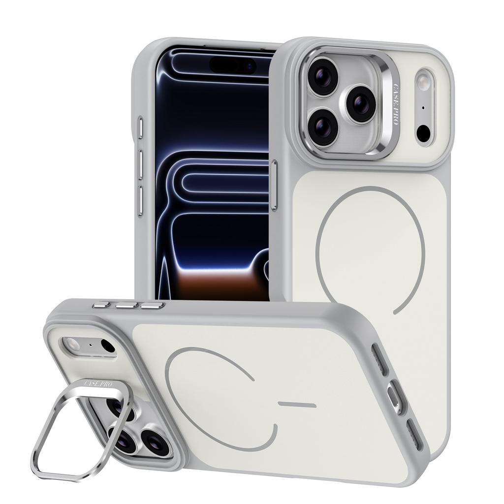 Applicable To IPhone17Pro Contrasting Color Skin Feeling Mobile Phone Case Apple 16 Lens Holder Case 15 Magnetic Charging Anti-drop