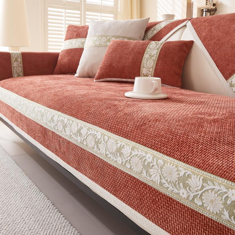 High-End Schlichtes Wind Chenille Sofaüberwurf Rutschfestes Sofakissen Spitze Luxus Sofaüberwurf Universell für alle Jahreszeiten