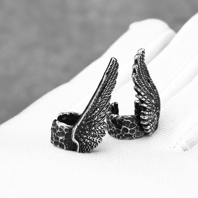 Antique Angel Wings Clip On Earrings For Men Women Stainless Steel Non Pierced Ear Clips Punk Gothic Unisex Designer