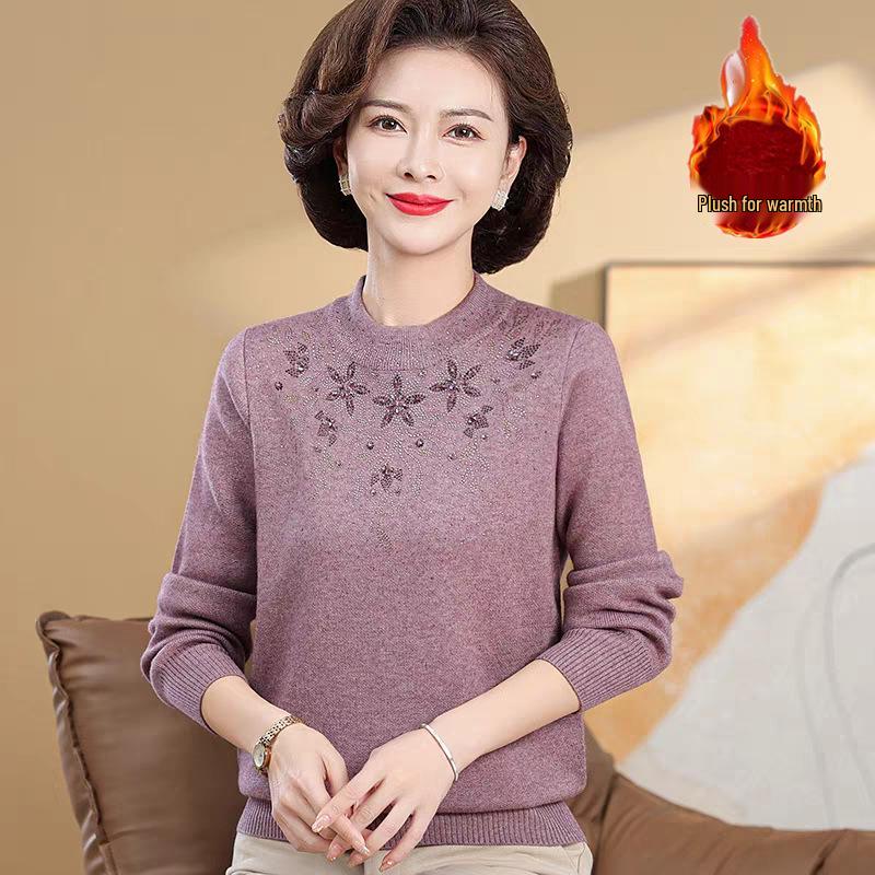 Women's Plus Velvet Thick Knit Sweater - Warm & Stylish Base Layer for Autumn/Winter