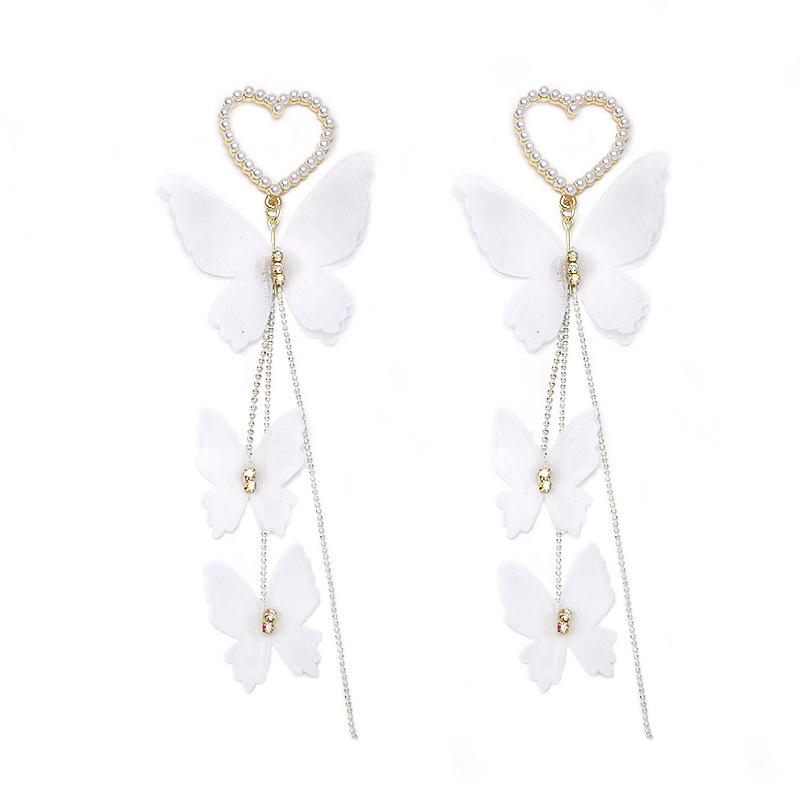 2023 Trendy Long Lace Butterfly Tassel Earrings for Women