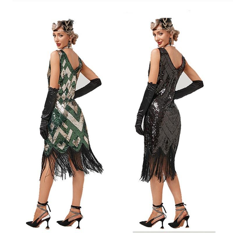 1920-talls retro damekjole med paljetter dusk Festmiddagskjole