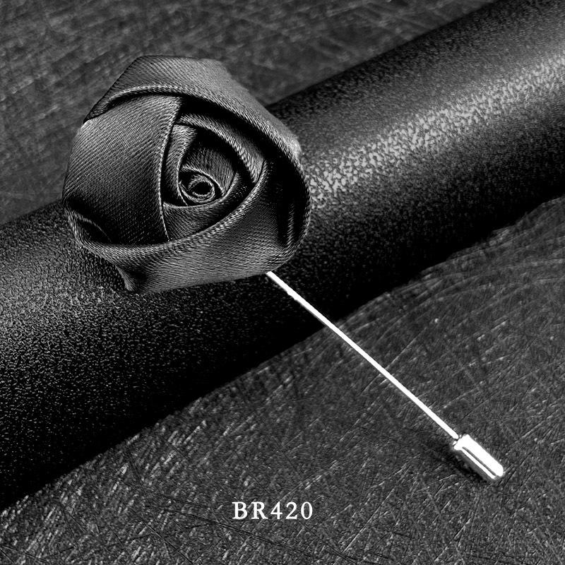 Handmade Multi-Color Rose Fabric Brooch Pin for Men's Suits - Korean Style Accessories