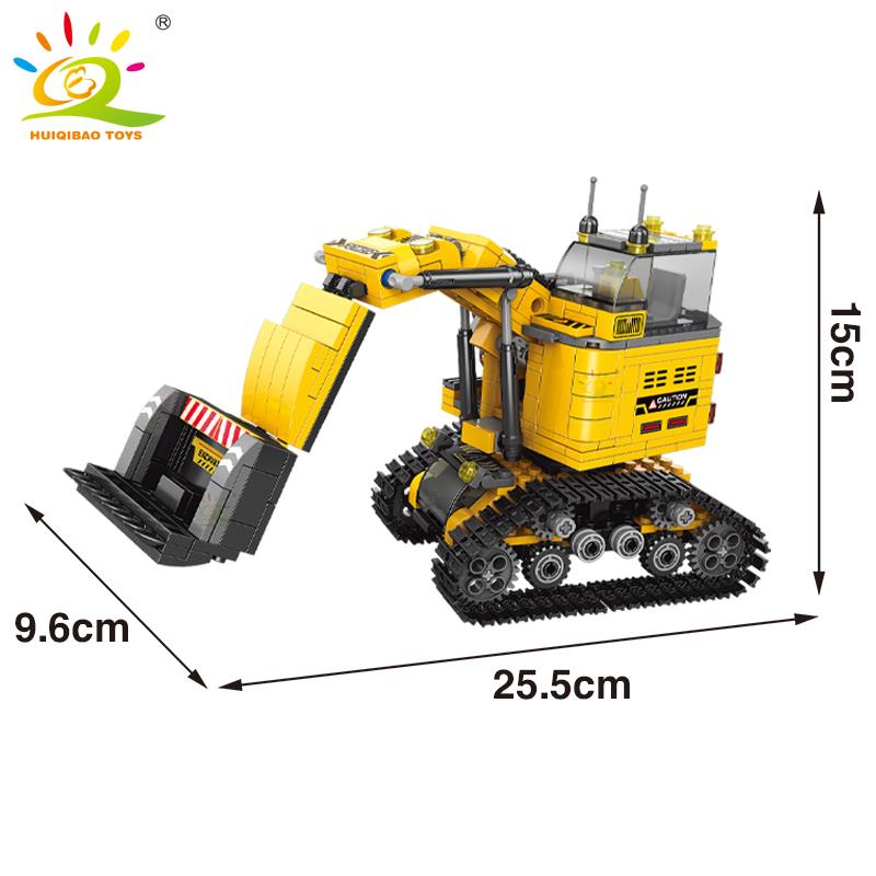 Non-Toxic 535Pcs 6In1 Engineering Truck Building Blocks City Construction Bulldozer Crane Car Bricks Set For Children Toys Kids