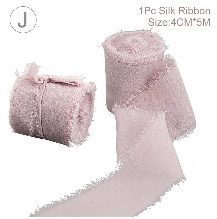 4CM*5M Handmade Frayed Edged Satin Chiffon Silk Ribbon For Wedding Invitation Wrapping Bouquets Birthday Party Decorations Gifts