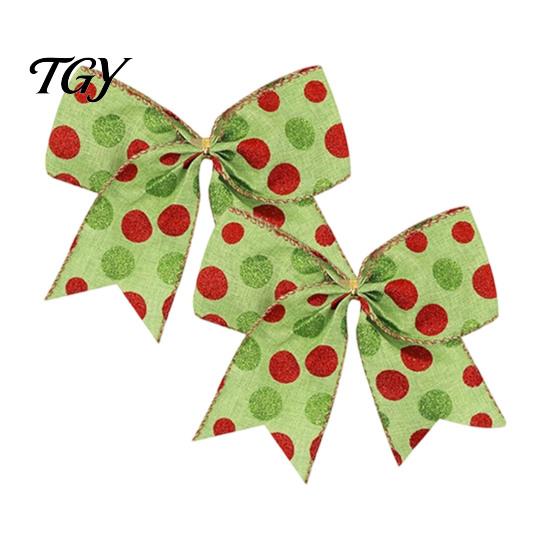 Reusable Seasonal Party Supplies 2Pcs Christmas Polka Dot Bow Decor, European Style Ribbon Ornament for Tree Topper Decorations Gift Box Wreath,