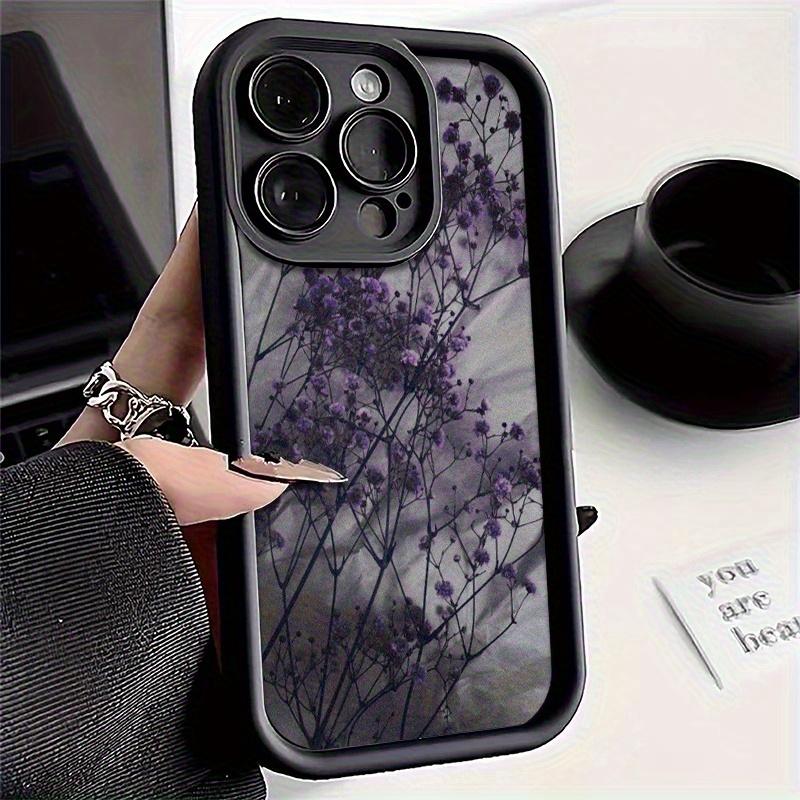 Phone Case For Xiaomi Redmi 14C 13 13C 12 12C K50 K40 10C 10 9T 9C 9A K30 4G 5G Soft TPU Black purple floral branch pattern