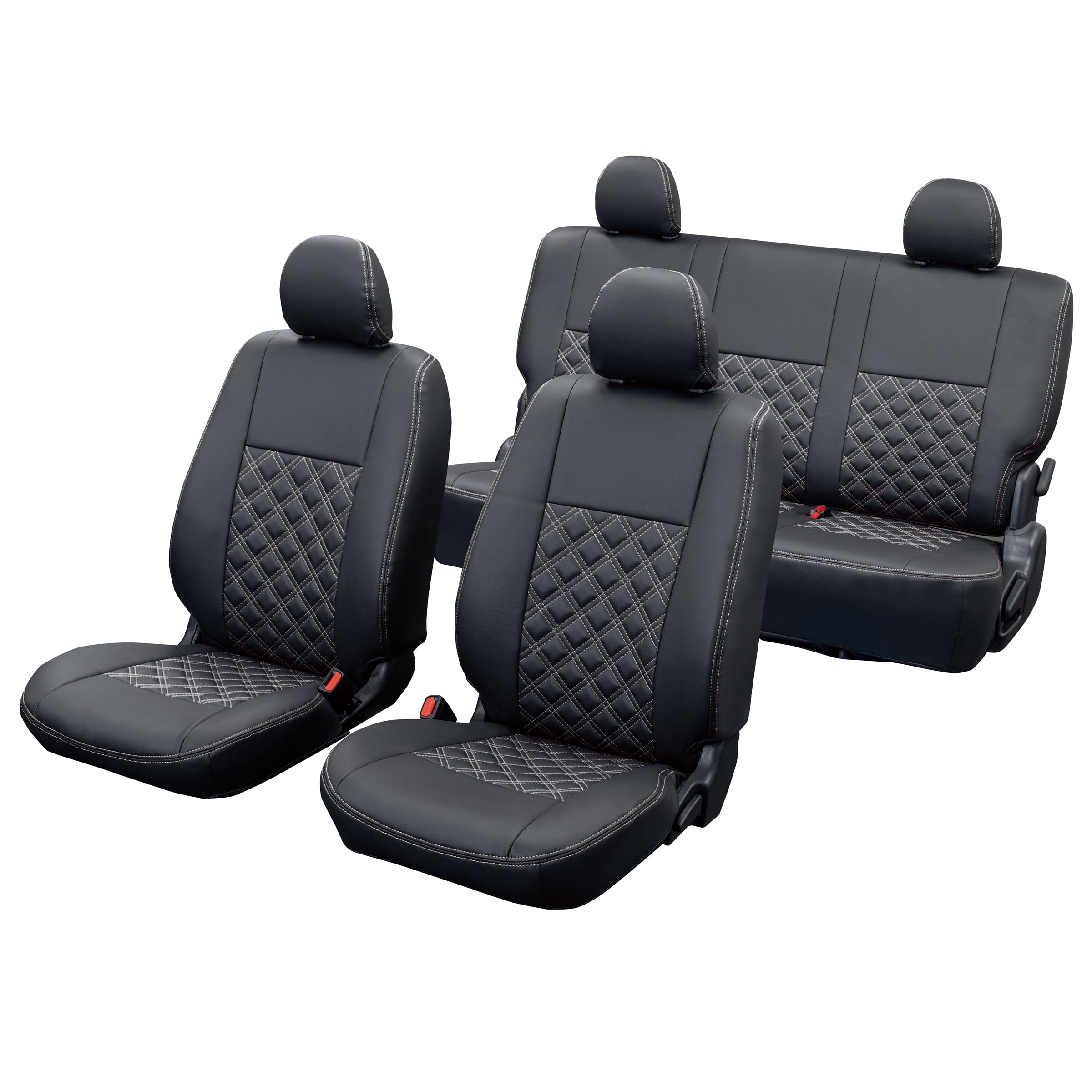 

Вход от Clazzio Чехлы для сидений Чехлы для сидений для Hiace Ace Van H24 Стеганый Черный x Белая строчка (1 комплект) Ван/Региус