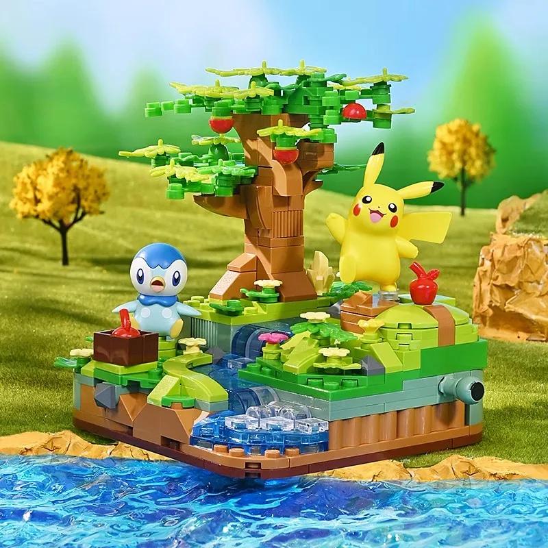 Klocki Pokemon Sprigatito Fuecoco Eevee Quaxly Rośliny Doniczkowe Model do Złożenia Mini Cegiełki Figurki Zabawki dla Dzieci