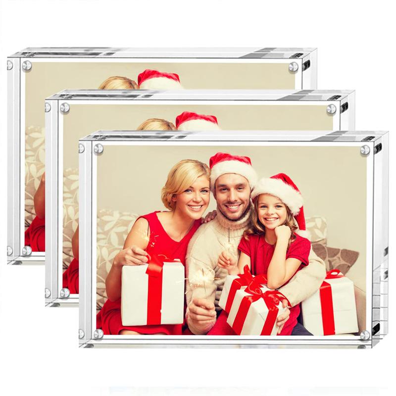 Crystal Clear Double-Sided Acrylic Photo Frame with Strong Magnetic Hold