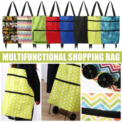 Bolsas plegables para carrito de compras, bolsa de compras con ruedas, carrito de compras plegable 2 en 1 para supermercado doméstico, bolsa duradera