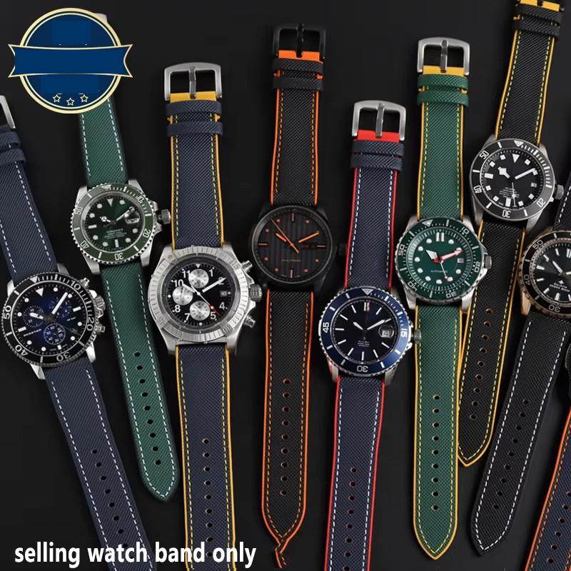 12 color high quality rubber Watchband 20 21 22 23mm 24mm for men and women watchstrap accessories Black red orange yellow Green