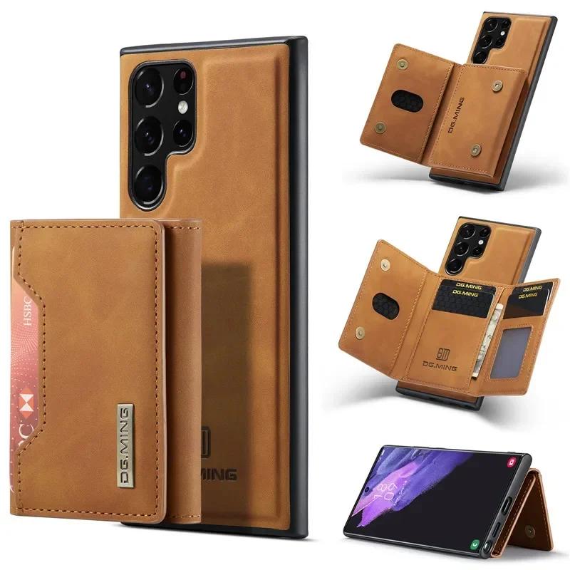 Retro Magnetic Leather Wallet Card Phone Case For Samsung Galaxy S26 Ultra S25 FE S24 Plus S23 S22 S21 S20 Flip Back Cover Coque