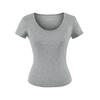 U-neck slim-fit short-sleeved T-shirt women's summer new American Spice Girl solid-color thin slim-fit slim bottom top