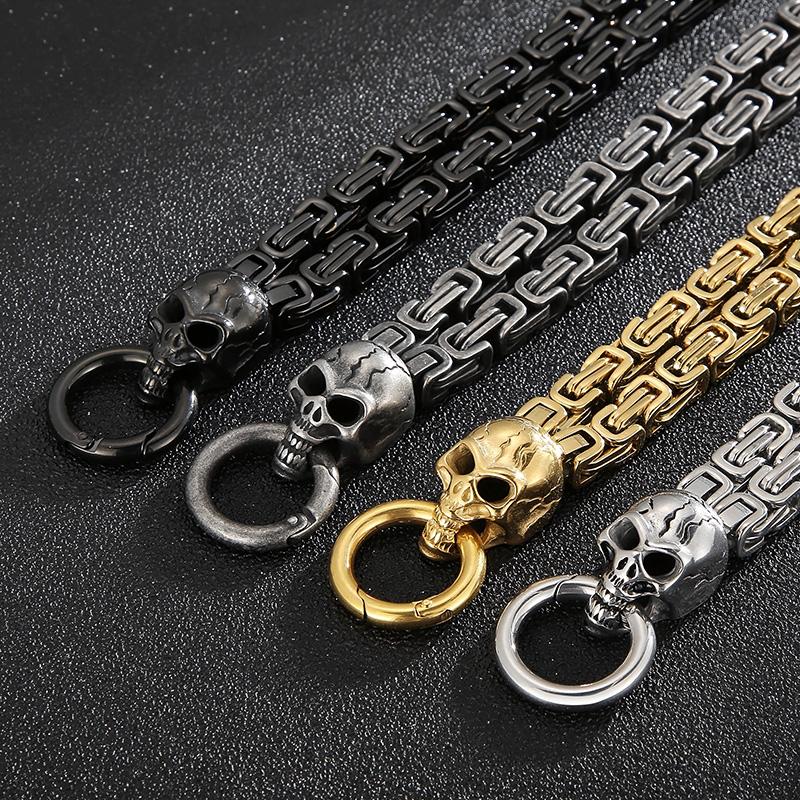 Bracelet Charme Crâne Chaîne Royale Double Couche pour Homme Acier Inoxydable 4 Couleurs Accessoires Bijoux Personnalisés Biker Fête