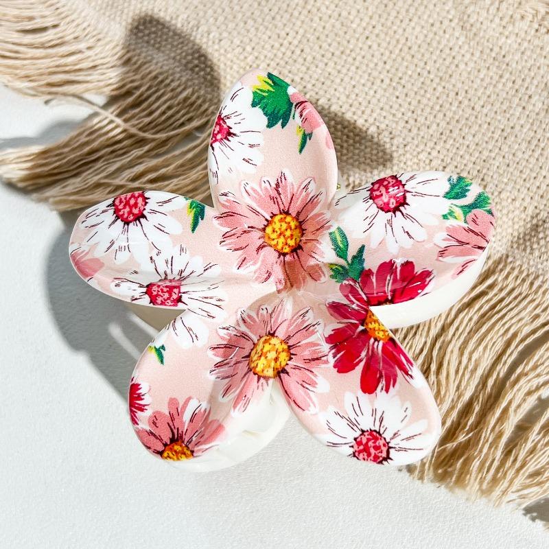 Uv-printed Frangipani HairpinFemale Seaside Vacation Back of The Head HairpinShark Clip