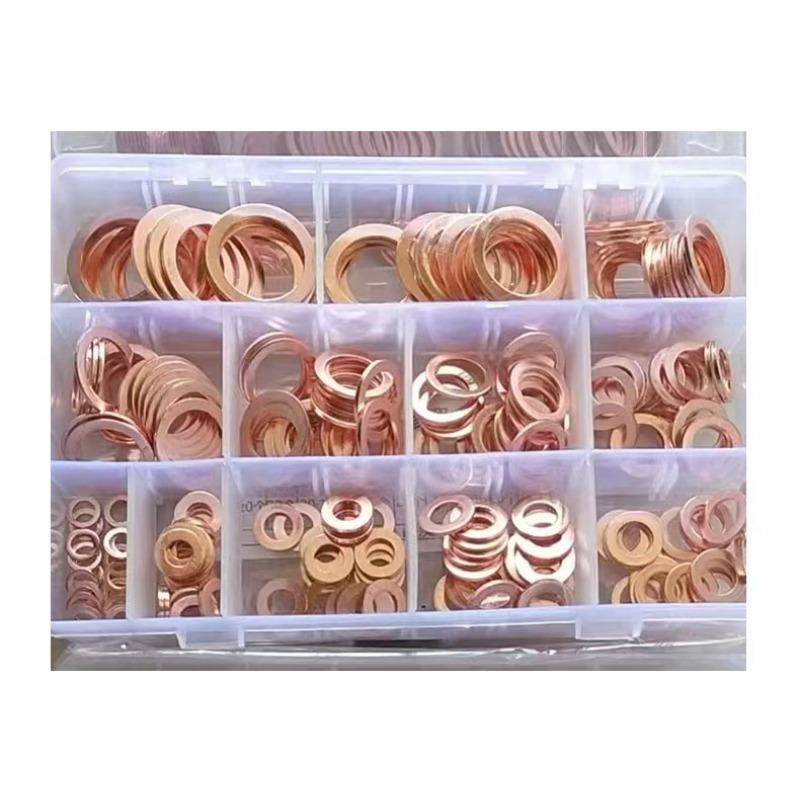 Copper Washer Gasket Assortment Kit M8/M10/M12/M14 Flat Seal Ring Set for Sump Plugs Oil Drain Bolts Automotive Plumbing Repair