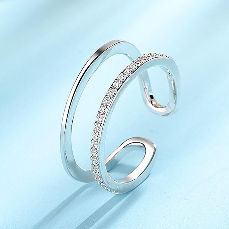 Original 925 Silver Ring High Quality Adjustable Opening AAA Zircon For Women Wedding Fine Fashion Jewelry Gift