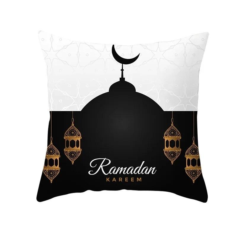 45x45cm Ramadan Decoration 2024 Home Mubarak Cushion Cover Cotton Eid Islamic Muslim Happy Eid Mosque Party Supplies