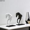 Creative Galloping Horse Sculpture Desk Decoration Abstract Animal Resin Crafts Horse Ornaments Modern Home Decor Accessories