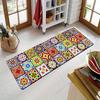 Colorful Bohemian Mandala Floral Tile Pattern Kitchen Runner Rug, Non-Slip Absorbent Floor Mat for Entryway, Bathroom, Hallway