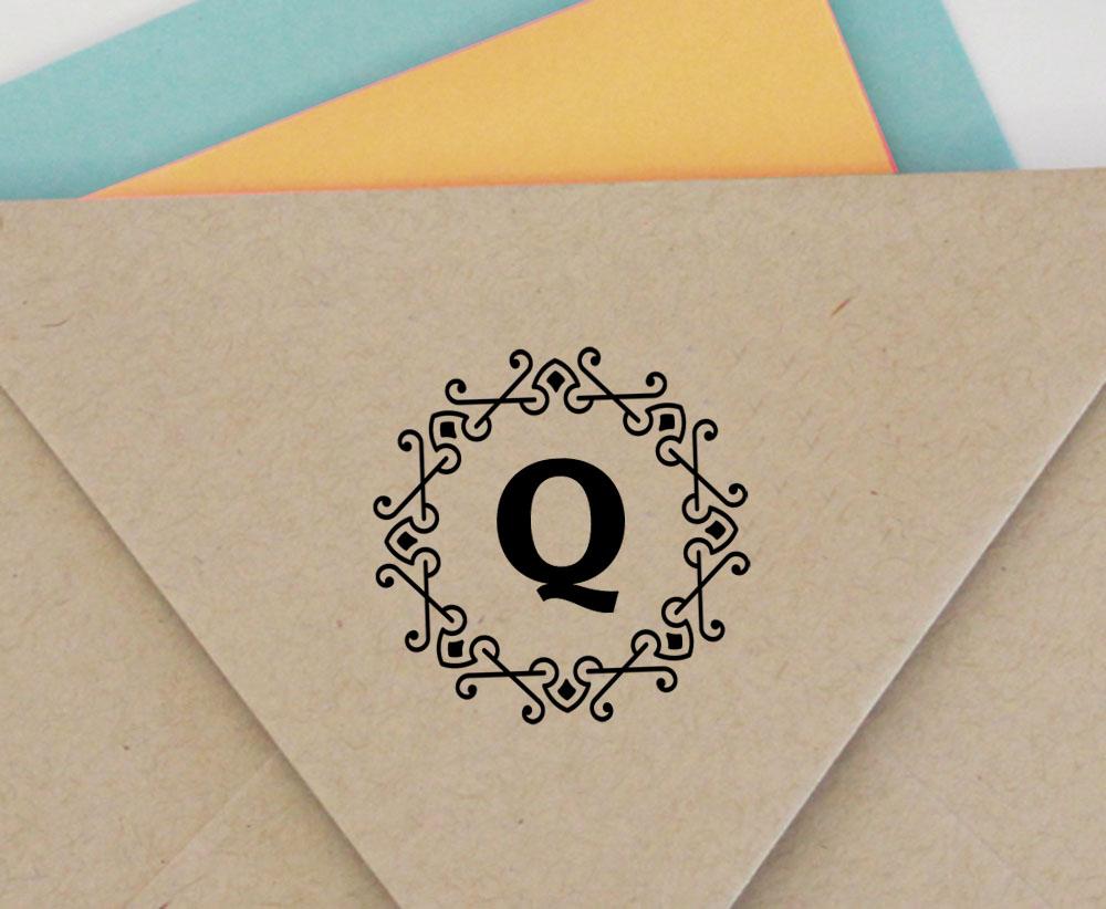 Printtoo Alphabet Q Monogram Octagon Celtic Swirl Frame Self Inking Rubber Stamp Office