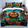Geister Kürbis Halloween Szene Bettwäsche Bettbezug Set Bettbezug Kissenbezüge  (1*Bettbezug 2*Kissenbezüge, ohne Bettdecke)