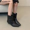 Fashion SUOJIALUN 2024 New Brand Women Ankle Boots Fashion Square Low Heel Slip On Ladies Elegant Short Boots Outdoor Dress Chelsea Boot