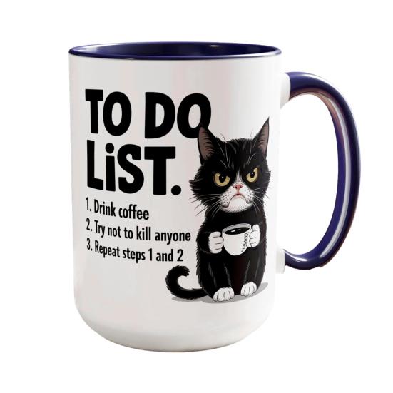 

Кружка для кофе со списком дел для кошек, керамическая чашка для чая с юмористическим контрольным списком, безопасная для микроволновки, кружка для кошек, уникальный подарок для любителей кошек и офисных работников фиолетовый