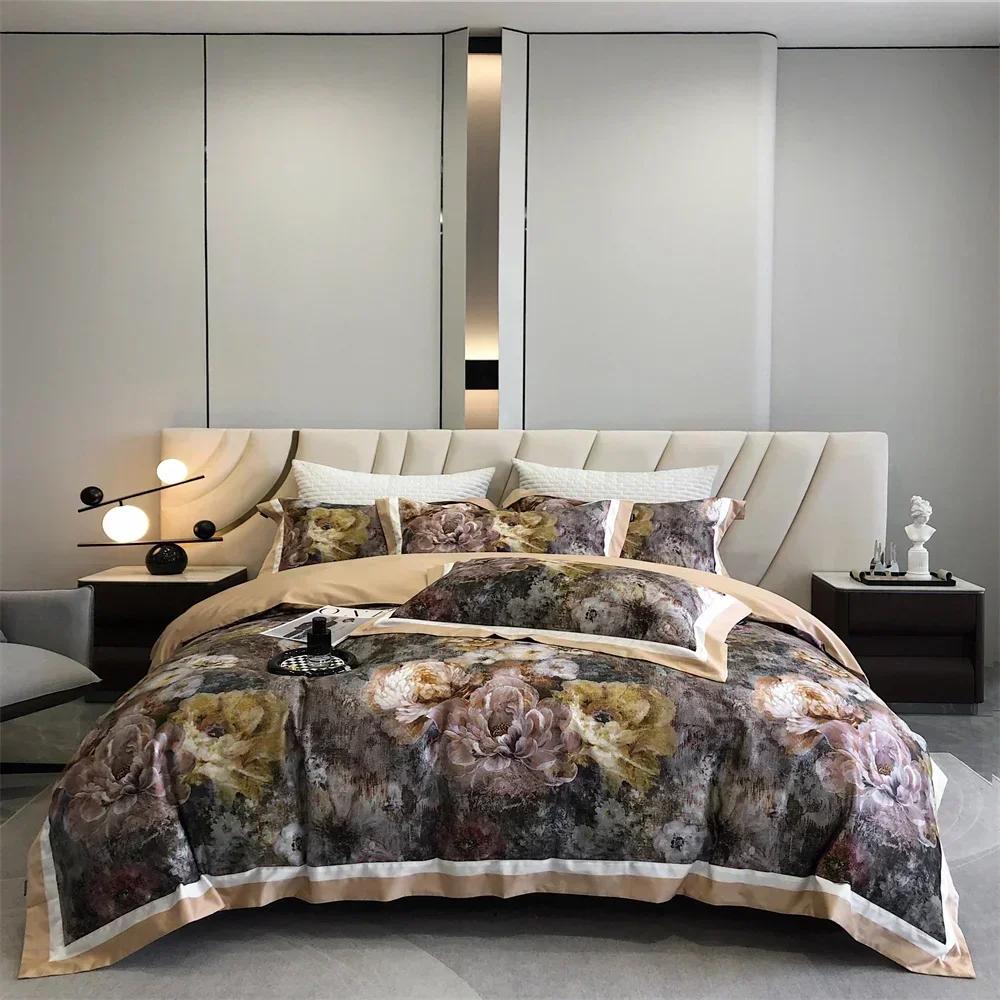 Svetanya 100% Egyptian Cotton 1000TC Bedlinens Queen King RU Size Set Pillowcase Sheet Duvet Cover Bedding Sets Flat sheet&Queen Size