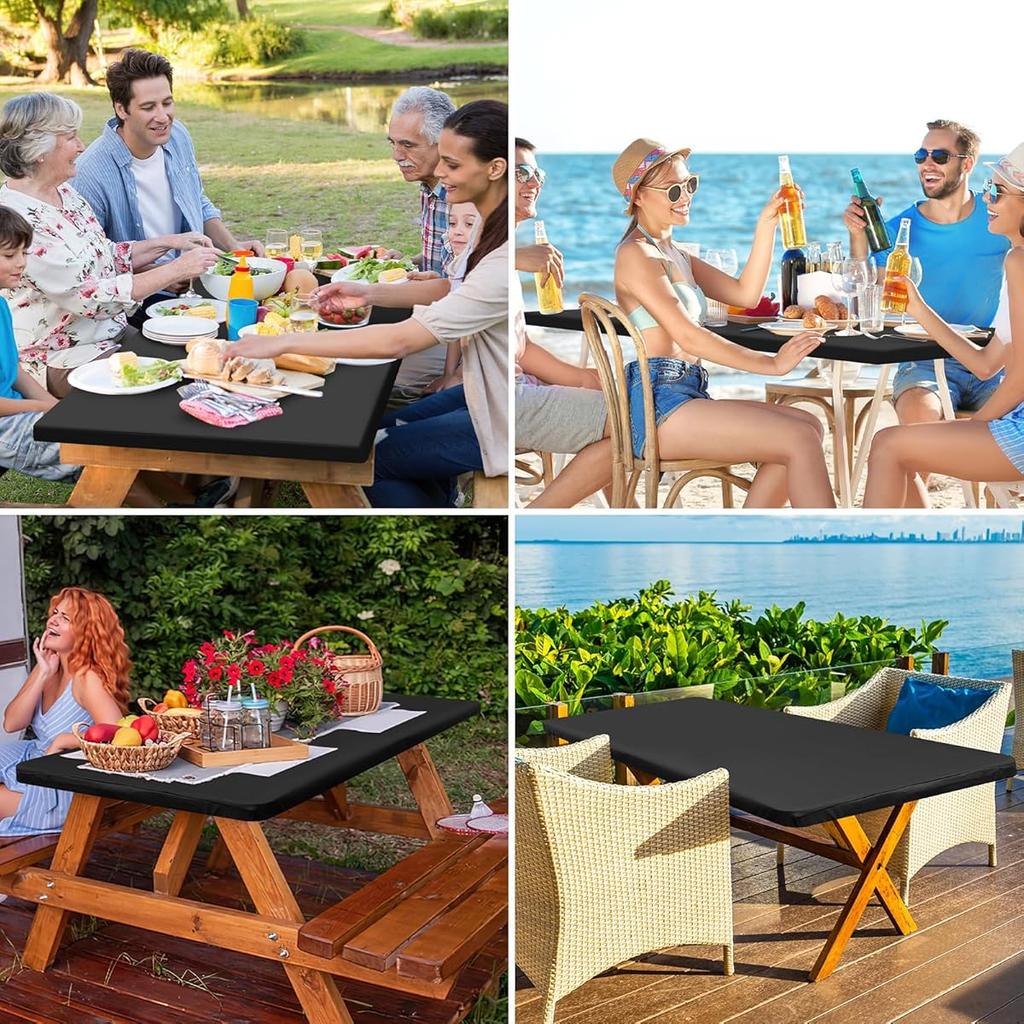 Rectangle Table Cloth Cover, Waterproof Polyester Elastic Fitted Tablecloth, Fits for 6 Foot Folding Tables ( 30" X 72")