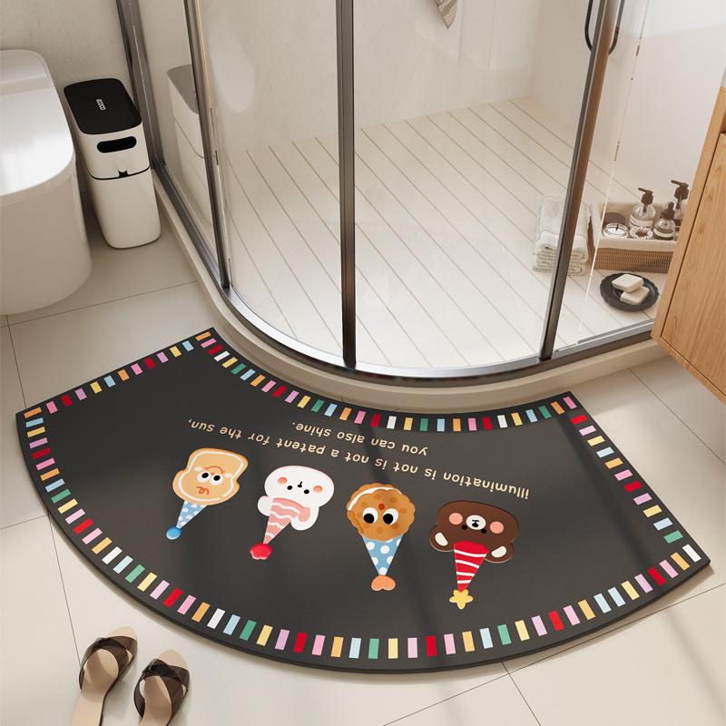 Diatom Mud Floor Mat Household Water Absorption Quick-drying Foot Mat Cartoon Puppy Bathroom Floor Mat Curved Bathroom Anti-slip Mat